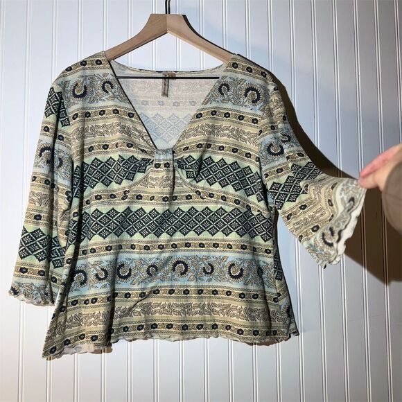 Vintage Susan Lawrence Boho Floral Peasant Top XL USA Y2K Cottagecore - Picture 3 of 9